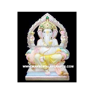 Statue Ganesha en marbre blanc - Product Image 1