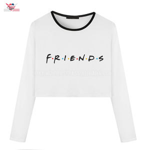 Fashionable Unique Style in Wholesale and Custom Made <b>White</b> Color <b>Long</b> <b>Sleeve</b> Women <b>Crop</b> <b>Top</b> T Shirt by Viky Industries - Product Image 1