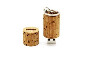 Chiavetta <span class=keywords><strong>USB</strong></span> 2.0 in Legno, Sughero e Metallo a Forma di Tappo di Bottiglia, 4GB-128GB, con Logo Personalizzato e <span class=keywords><strong>Portachiavi</strong></span> - Product Image 2