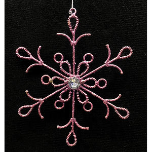 เกล็ดหิมะสีชมพูทำด้วยมือของอินเดียเครื่องประดับลูกบอลคริสต์มาสและต้นไม้ที่คล้ายกับเมืองสีชมพู - Product Image 3