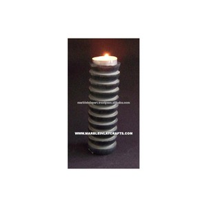 <b>Black</b> Decorative Soapstone <b>Candle</b> Holder - Product Image 1
