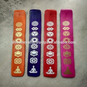 Mango Wood Seven Chakra Colores plateados Varillas de incienso impresas Quemadores de incienso Proveedor mayorista de India - Product Image 1