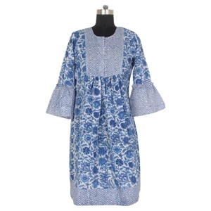 Best Manufacturing Hand Block Cotton <b>Tunic</b> <b>Women</b> <b>Dress</b> DHB035 Best Hand Block Print <b>Dress</b> Manufacturing - Product Image 1