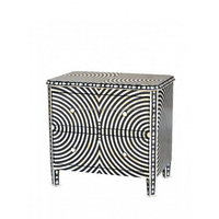 Commode à tiroirs Geometry Bone Inlay Tiroirs à incrustation d'os uniques Décoratifs pour la maison Taille et couleur personnalisées Incrustation d'os