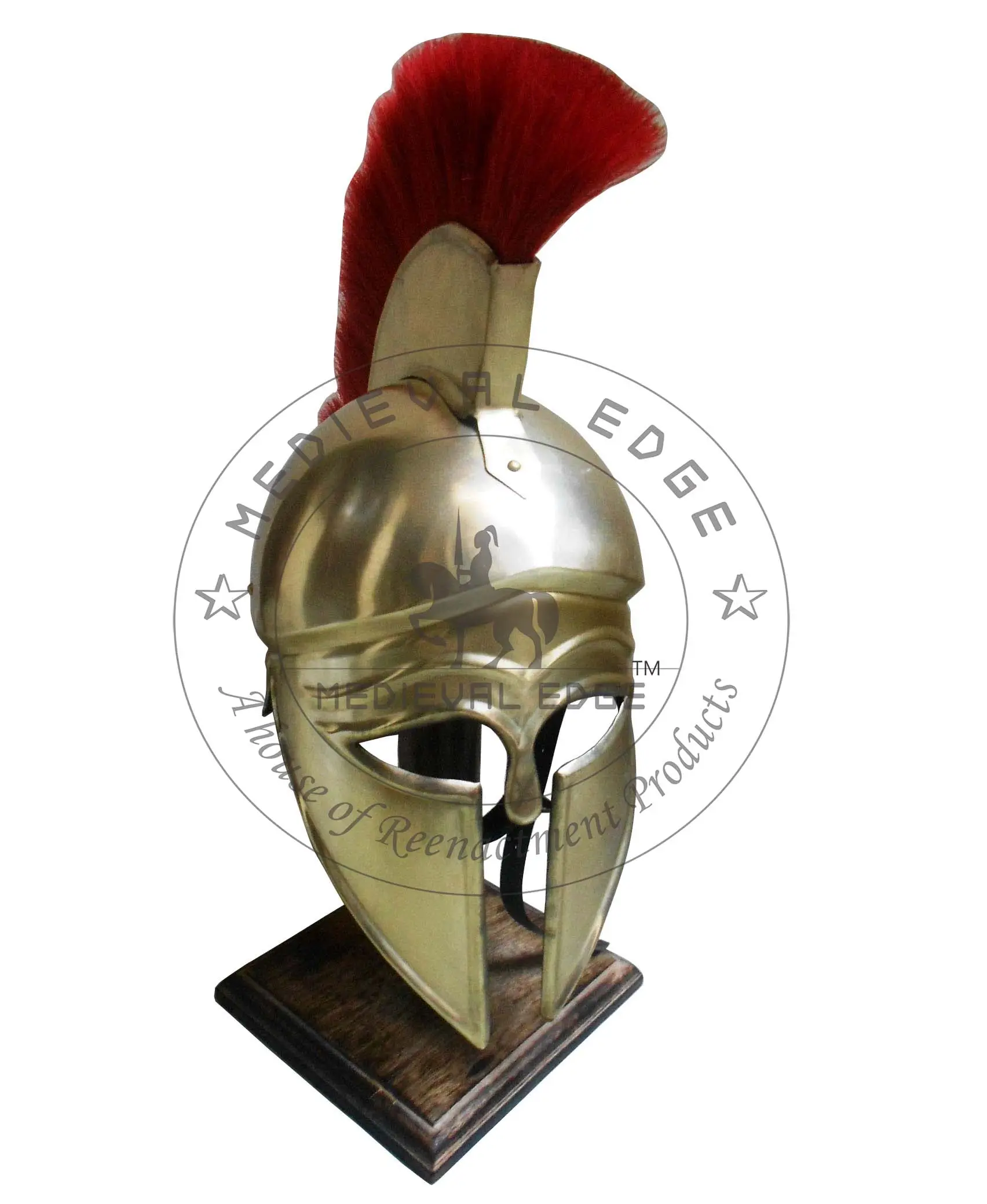 저렴한 가격으로 예술 또는 수집품에 가장 적합한 붉은 깃털로 황동 그리스 코린티아 헬멧을 구입하십시오.