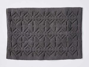 Alfombrillas de baño sólidas modernas con diseño de diamante, 100% algodón, alta absorción de agua, ligeras, hechas a máquina para el hogar y los hoteles - Product Image 3