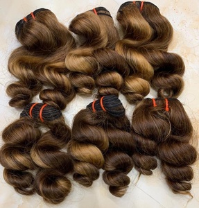 100% perruque de cheveux humains cheveux humains vierges naturels couleur de surbrillance ondulée lâche avec prix de gros - Product Image 4