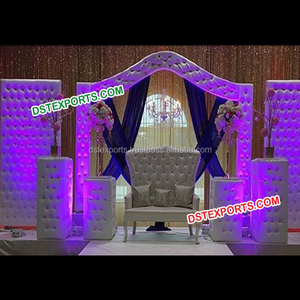 Leather Quilting Panel Wedding Stage White Crystal Fitted Leather Panels English Wedding Modern Leather Panels Wedding <b>Decor</b> - Product Image 1