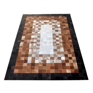 Usine indienne Carreaux en cuir de vache Tapis pour chambre Hall Salon Tapis brodés Tapis londoniens et tapis modernes