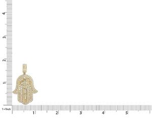 Pendentif Main de Hamsa serti de diamants glacés 4,0 Ct Or jaune 14 carats pour homme, bijoux Hip Hop personnalisés - Product Image 5