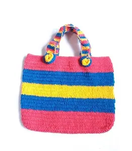 Wholesale Women Fashion Handmade Wool Crochet Beach Bag Macrame crochet Bag for Women and Girl by Quality Handicrafts