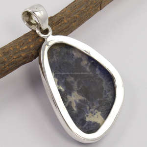 จี้ละเอียดอ่อนบริสุทธิ์925เงินแท้จี้รูปแฟนซีเครื่องประดับชั้นดีจี้พลอยโซดาไลต์ธรรมชาติ - Product Image 2