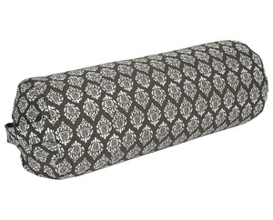 Coussin cylindrique de yoga en toile de coton imprimée lavable avec broderie OM, couleurs et logo personnalisés, rembourrage en sarrasin, housse extérieure - Product Image 1