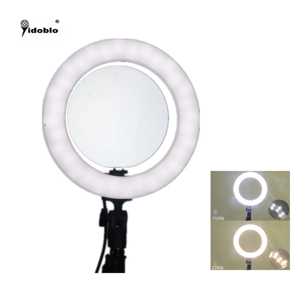 佛山yidoblo QS-280 LED Selfie Ring LightとDesktop Stand Makeup 10インチDimmable 28W 3200 18k 5500 18k Circular Beauty Lamp