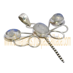 Elegant Genuine Rainbow Moonstone Pendant Indian Jewelry Gemstone Silver Jewelry Fine Jewelry Pendants & <b>Charms</b> - Product Image 2