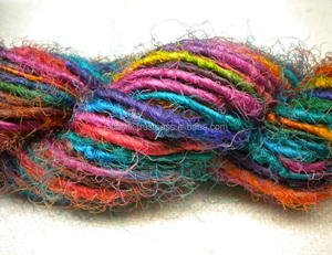 100% fil de soie Sari recyclé écologique motif teint durable macramé tricot touffetage Art tricot à la main broderie tissage - Product Image 1