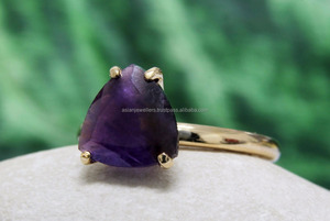 Bague Améthyste Bague en argent sterling 925 Bijoux en or vermeil faits à la main. - Product Image 3