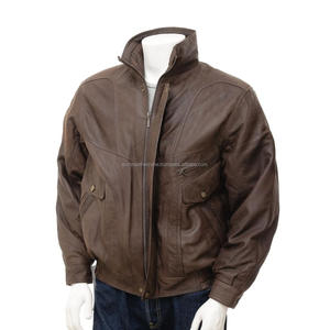 Chaqueta estilo cazadora de cuero de vaca de alta calidad para hombre, chaqueta transpirable de invierno de talla grande con piel de oveja - Product Image 1