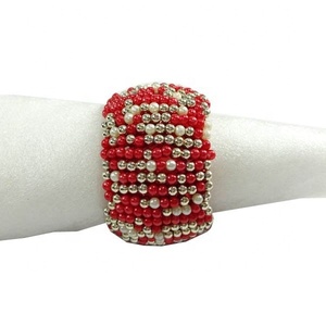 Anillo de Servilleta Redondo de Lana de Color Rojo Metálico, de Aspecto Fascinante, para Decoración de Mesa, Accesorio para Fiestas a Bajo Precio - Product Image 2