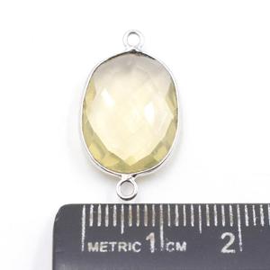 Quartz citron forme ovale 925 lunette en argent Sterling connecteur plaqué argent fabrication de bijoux faits à la main - Product Image 3