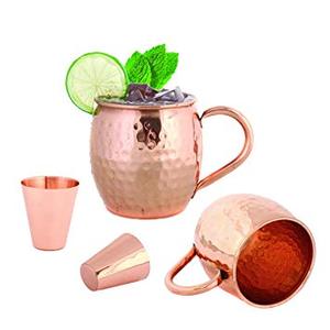 Mug à Moscow Mule en cuivre martelé rond écologique de haute qualité 16 oz, accessoires de bar - Product Image 1