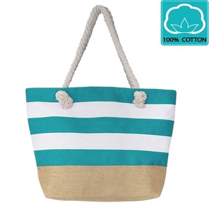 Venta al por mayor de bolsas de playa de hombro de lona para Damas Indias Forro de algodón Cierre de cremallera Estilo INS plegable - Product Image 3