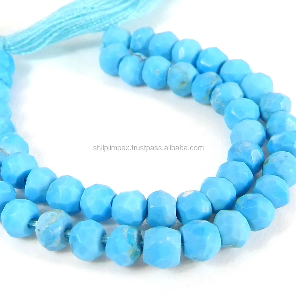 Alibaba Hot Seller !! Synthetic Blue Turquoise 3mm Roundel Facet loose Strand Beads For Bracelet Making SI1200