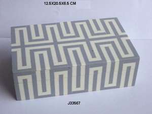 Caja de Incrustaciones de Hueso con Líneas Horizontales Blancas y Negras, Organizador de Joyas de Regalo Novedoso en Todos los Tamaños y Colores - Product Image 3