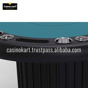 โต๊ะไพ่โป๊กเกอร์ทรงกลมหรูหราทันสมัยแบบแฮนด์เมดโต๊ะคาสิโนไม้คุณภาพสูงสำหรับการพนันผลิตในอินเดีย - Product Image 4