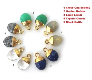 Unisex Gold Electroplated Cap <b>Pendant</b> Oval Shape Gemstone and <b>Crystal</b> Charms Jewelry Nanplanetsilver in for Children's Gift - Product Image 4