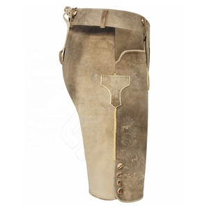 Auténtico alemán Oktoberfest Trachten bávaro tradicional Lederhosen nuevo diseño pantalones cortos de cuero de cabra marrón para hombres de talla grande - Product Image 2