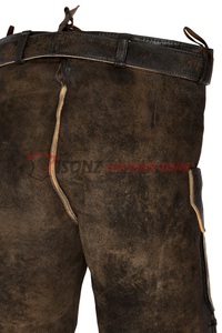 Lederhosen Bávaros Alemanes Personalizados de Alta Calidad para Hombre, Color Marrón Oscuro, Forro Cómodo con Cinturón - Product Image 3