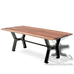 Mesa de comedor con borde vivo de diseño Industrial, patas de Metal duraderas, parte superior de madera, tamaño personalizado, Color, sala de estar, cocina, restaurante - Product Image 4