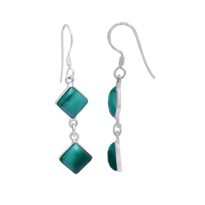 Cabochon vert Malachite pierre précieuse 925 argent Sterling crochet boucles d'oreilles bijoux fantaisie boucle d'oreille pour mariage, cadeau pour les femmes - Product Image 2