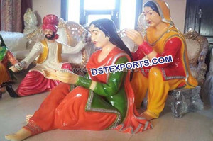 Estatuas de decoración de entrada Punjabi a la venta estatua de entrada Cultural Punjabi tradicional estatuas de fibra Sardar y Sardarni - Product Image 5