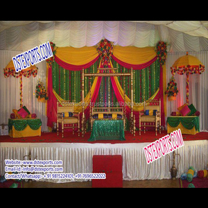 Punjabi musulmán satén Mehndi Sangeet decoraciones de escenario boda india Mehandi Sangeet decoraciones tendencia Mehendi decoración de escenario Reino Unido - Product Image 1