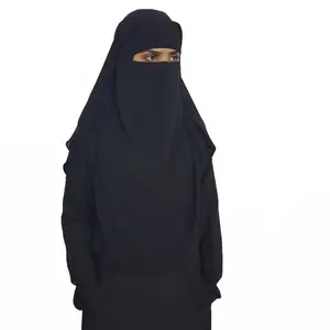 Double Layer Black Niqab Long Wholesale 2 Layer Niqab for Muslim Women Islamic Clothing Face Veil Cover