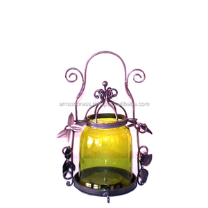 Candelabro de diseño antiguo, candelabro de cristal amarillo decorativo, candelabro de acero inoxidable, FAROL DE Metal clásico - Product Image 1