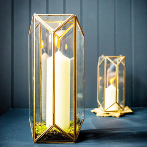 Mới thiết kế mới nhất và giá bán buôn vàng kim loại & đèn Lồng thủy tinh Terrarium vàng kim loại & thủy tinh hình nến đèn lồng lớn - Product Image 1