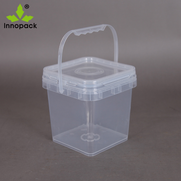 透明プラスチック食品保存容器 四角形 透明なハンドルと蓋が付いた、食品缶詰用の透明なプラスチック製の