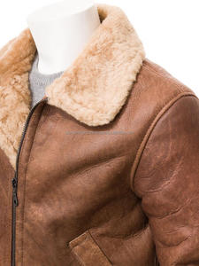 2019 chaqueta Bomber de piel de oveja genuina de alta calidad para hombres de talla grande transpirable Shearling para invierno - Product Image 4