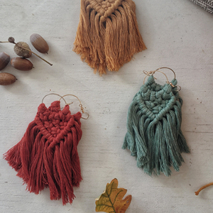   Felicidad Hecha a Mano, Estilo Otoñal |   Pendientes de macramé |   Pendientes llamativos - Product Image 1