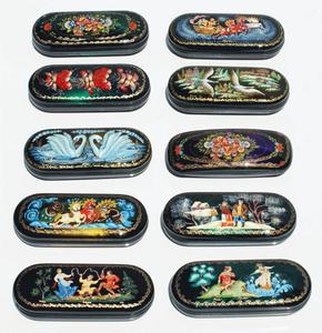 Estuches de anteojos de madera rusos hechos a mano Bolsas de regalo Madera tallada con diseños pintados a mano Recuerdos y accesorios elegantes Artesanía - Product Image 2
