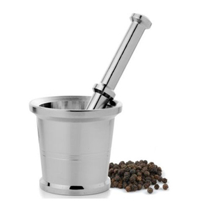 Moulin à épices en métal aluminium argenté Mortier et pilon Outil de cuisine - Product Image 1