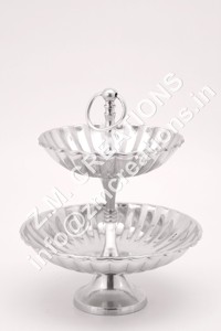 Top tendance 2 niveaux aluminium métal Base fruits gâteau support rond couleur argent maison mariage articles secs décoration haut gâteau outils - Product Image 2
