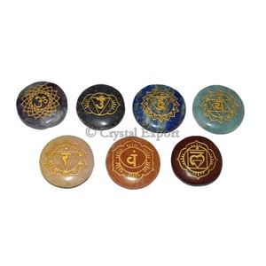Vente en gros de pierres semi-précieuses naturelles gravées, ensemble de 7 chakras pour la guérison, produits de guérison de style mascotte - Product Image 1