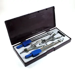 High Quality Selling Brown Engineering Technical Drawing Instrument Geometry Box Set 5 Instruments in a Plastic Box.
