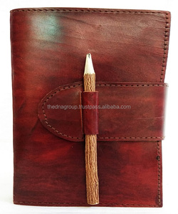 Diario ejecutivo personalizado de cuero genuino, diario de viaje con pluma de estilo de Bambú - Product Image 1