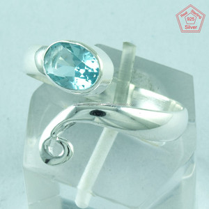 ¡Belleza del océano! Anillo de Plata de Ley 925 con Topacio Azul, joyería de plata de invierno, joyería de plata 925 especial de San Valentín - Product Image 2
