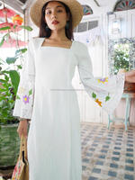 Robe de mariage pour femme, robe Maxi en dentelle avec fleurs brodées, Vintage, manches en cloche, tenue de luxe pour invités, 2020
